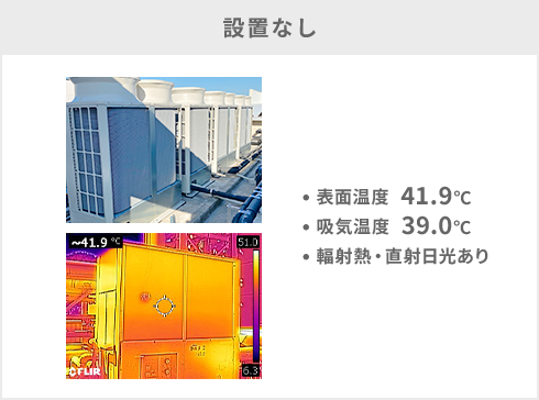 設置なし 表面温度41.9℃ 吸気温度39.0℃ 幅射熱・直射日光あり